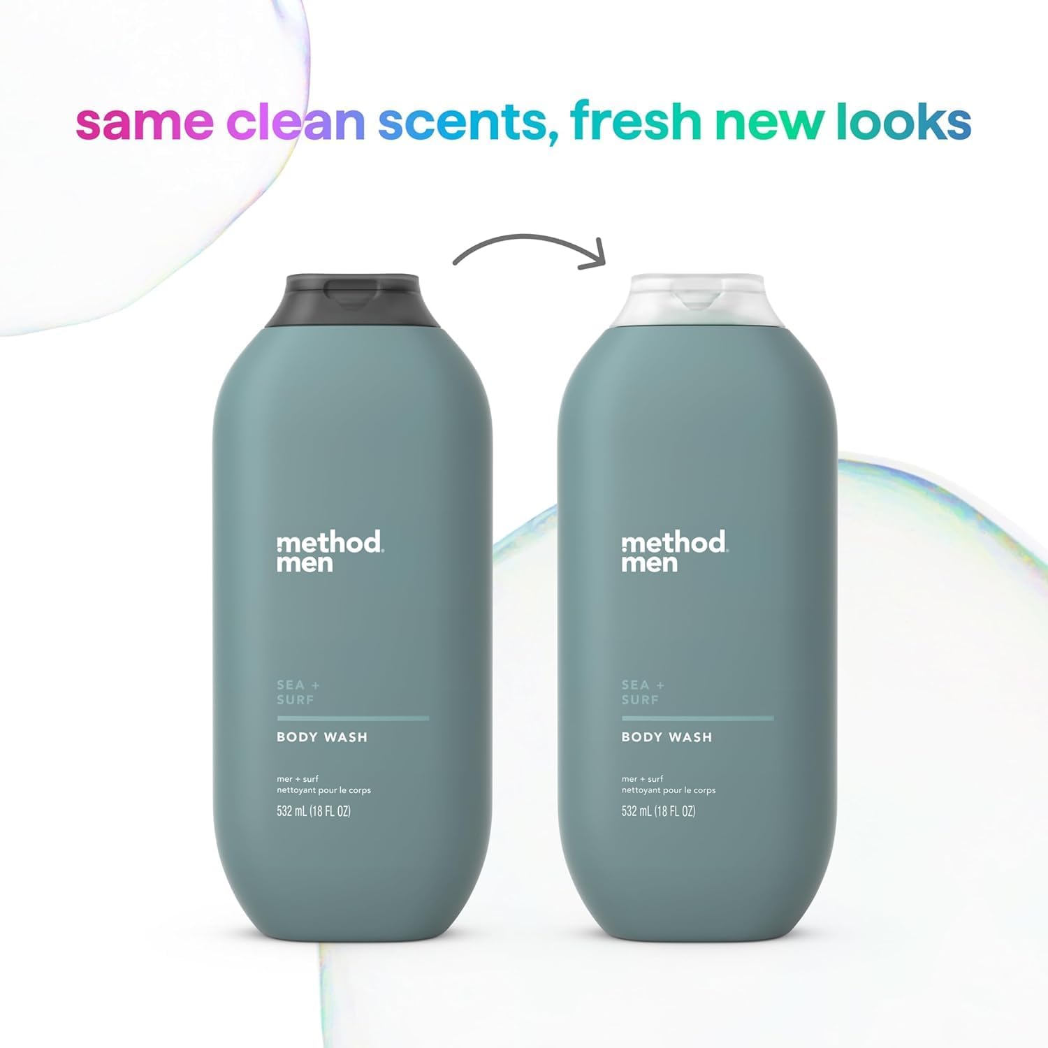 Method Men Sea + Surf bottle with fragrance notes evokes seaside freshness during showers