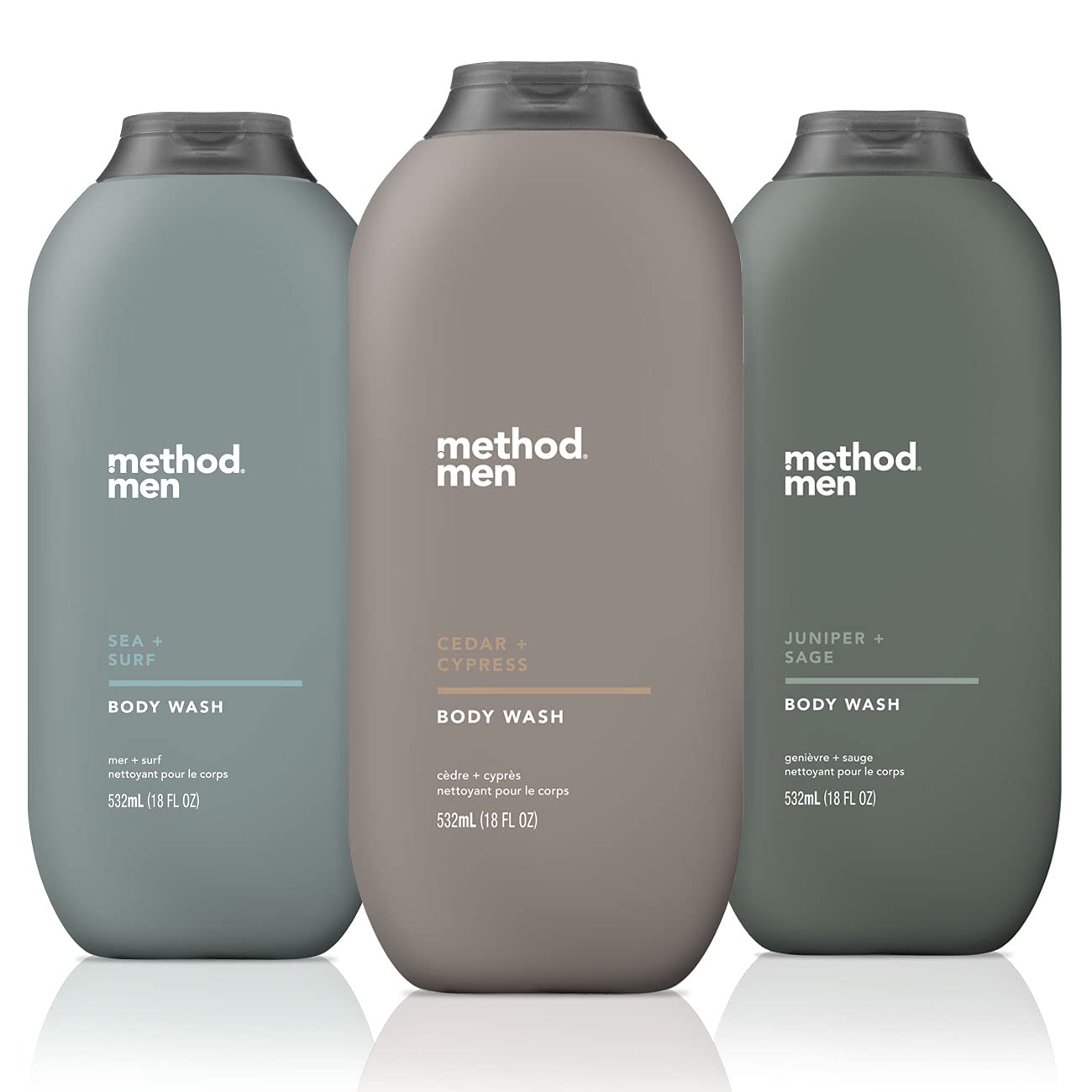 Method Men Sea Surf bottle dispense highlights quick-lathering daily shower.