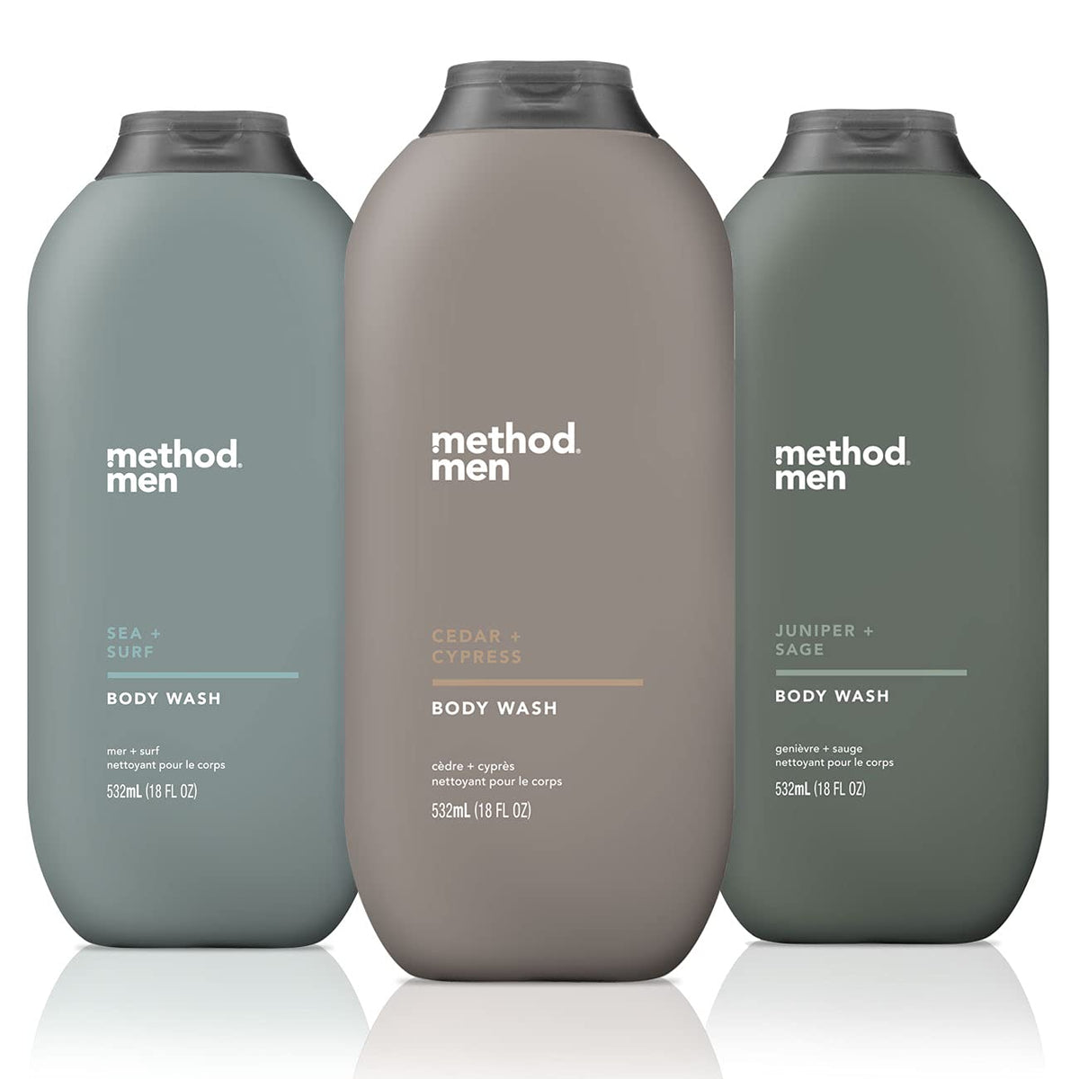 Method Men Sea Surf bottle dispense highlights quick-lathering daily shower.