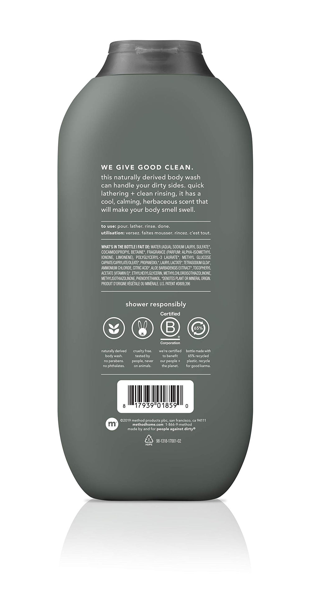 Method Men Sea Surf lather image demonstrates rich foam for a refreshing shower.