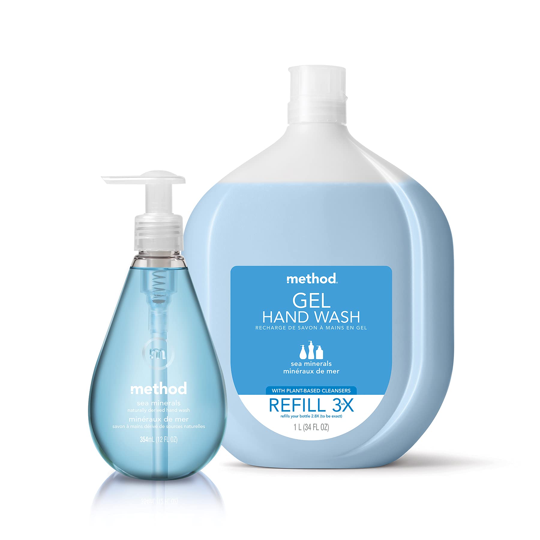 Method refill bottle on countertop demonstrates convenient sustainable routine.