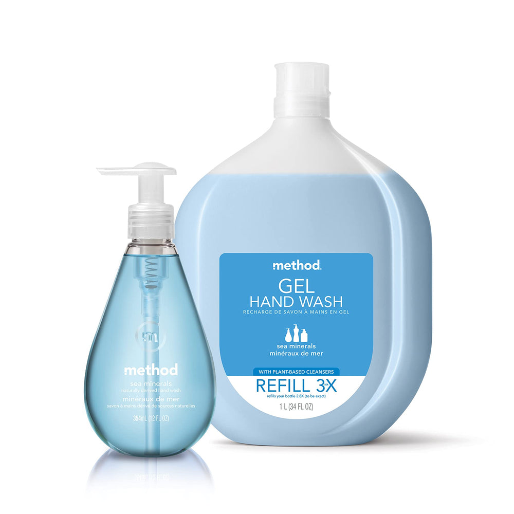 Method refill bottle on countertop demonstrates convenient sustainable routine.