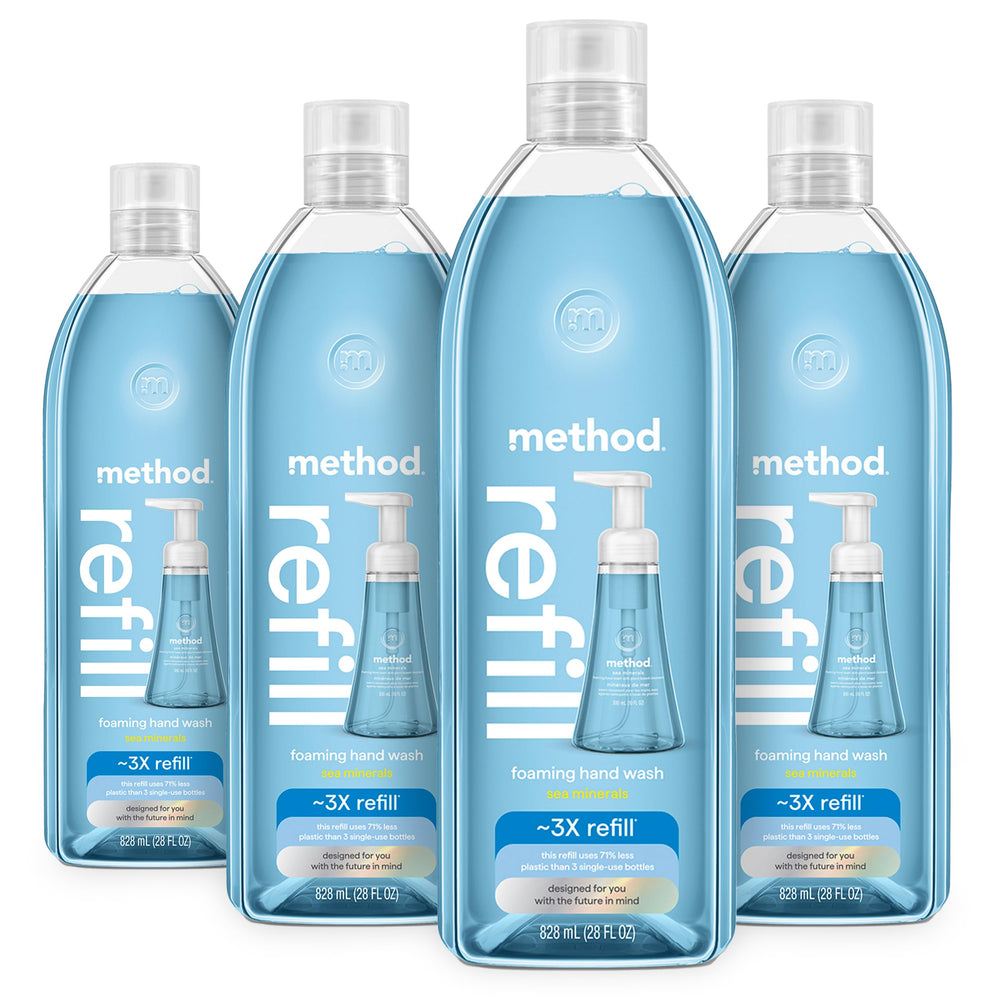 Method Sea Minerals refill bottles ready for eco-friendly bathroom refills.