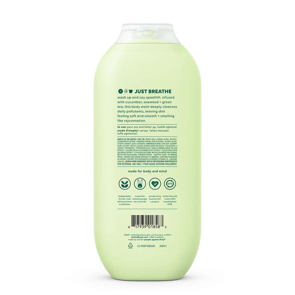 Method three-pack packaging on shelf communicates eco-friendly hydration trio.