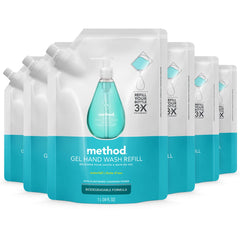 Method Waterfall refill pouches demonstrate a plastic-saving handwash option.