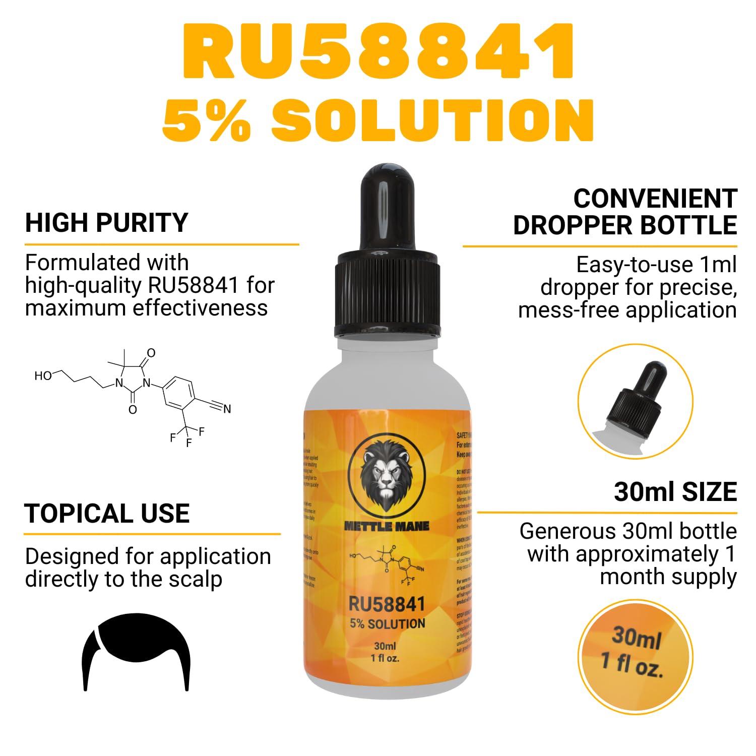 Mettle Mane RU58841 bottle pour shows controlled application for scalp care.