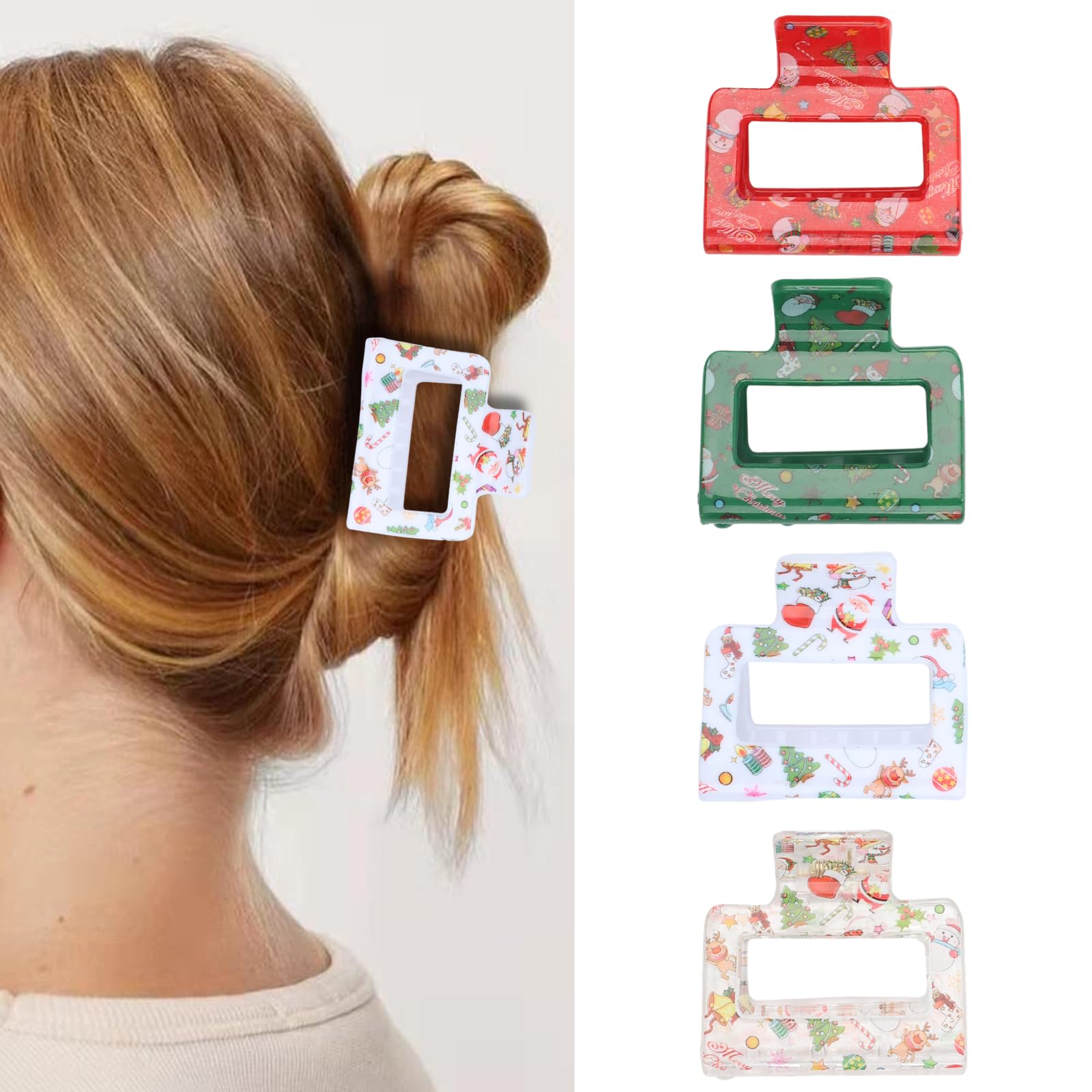 MexLuyu Christmas hair clip red snowman pattern for secure hold and festive look