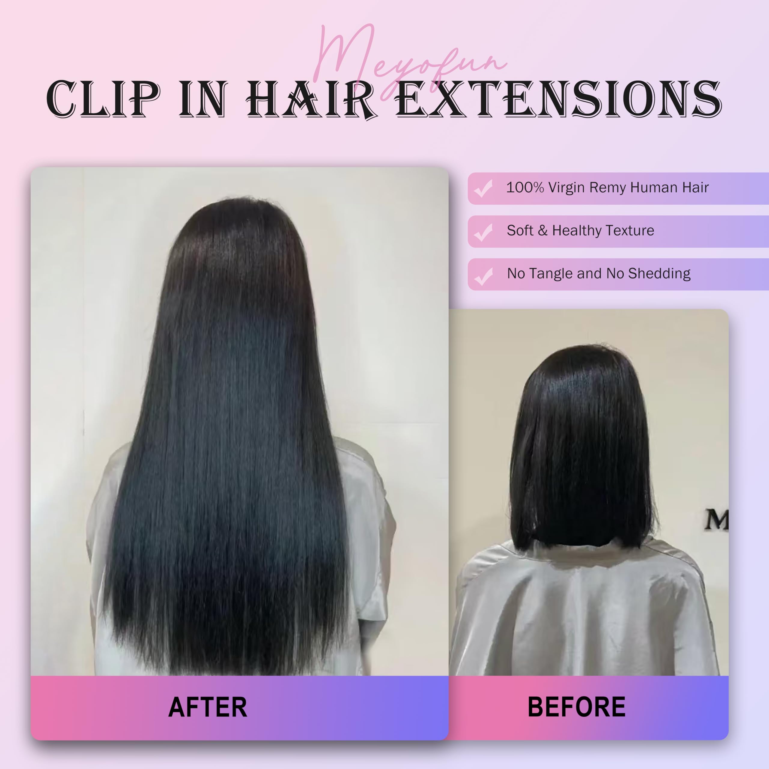 MEYOFUN clip-in extensions install and remove with ease for flexible styling