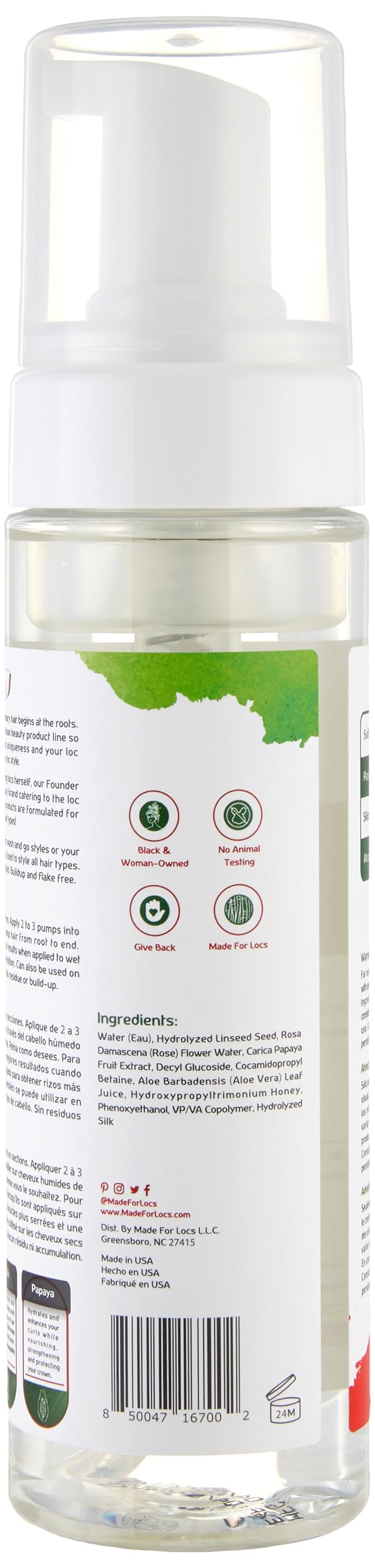 MFL Made For Locs flaxseed mousse on hair adds shine and manageability