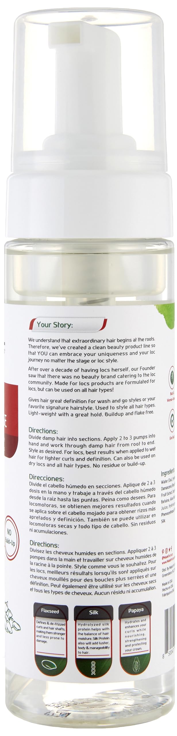 MFL Made For Locs flaxseed mousse applied by hands for smooth detangling