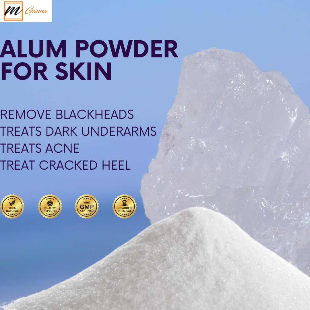 mGanna alum powder applied as part of a skin care routine for even tone