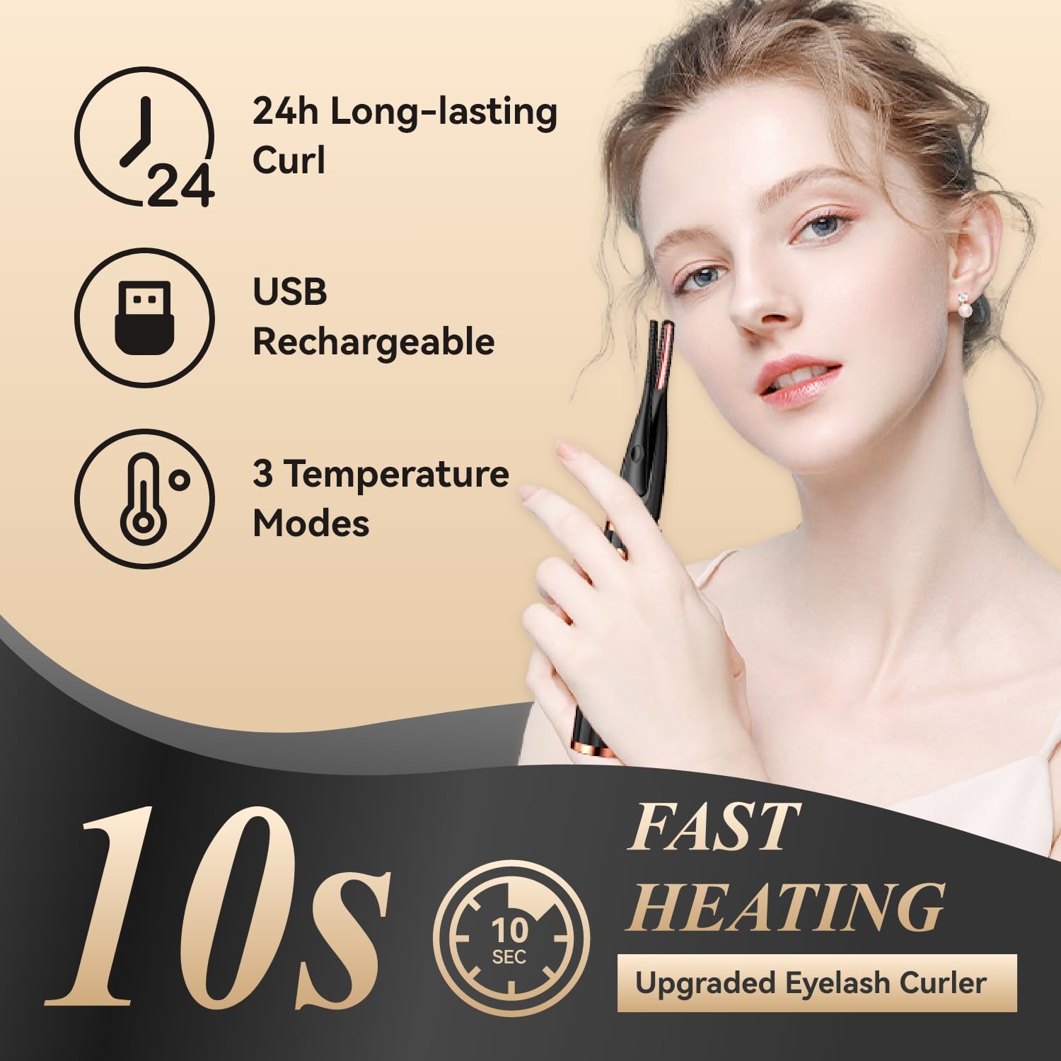 MGKO heated eyelash curler with temperature settings enables precise styling