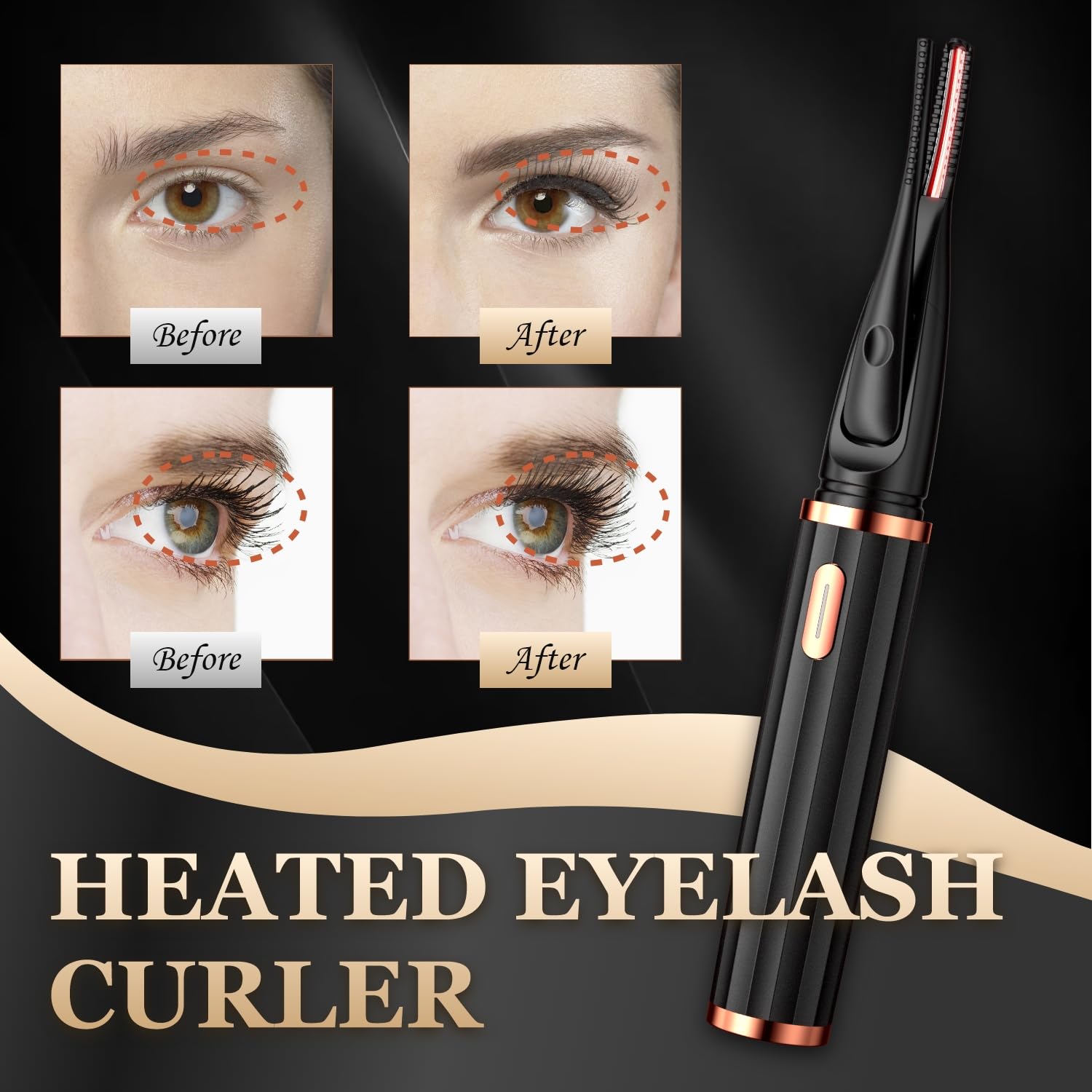 MGKO heated eyelash curler USB rechargeable for on-the-go makeup routines
