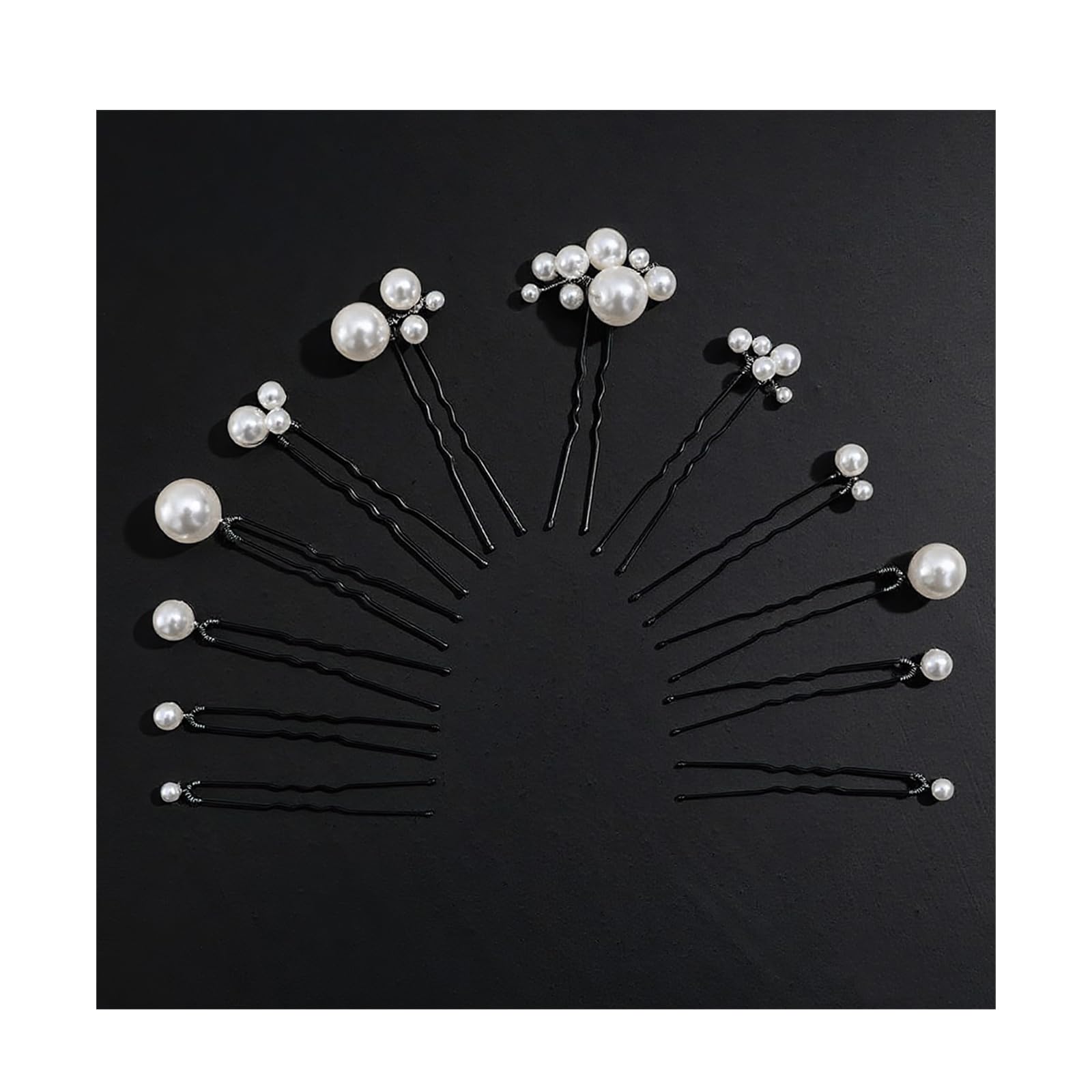 MHKLCD bridal pearl hair pin closeup shows a smooth surface for elegant bridal styling.
