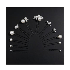 MHKLCD bridal pearl hair pin closeup shows a smooth surface for elegant bridal styling.