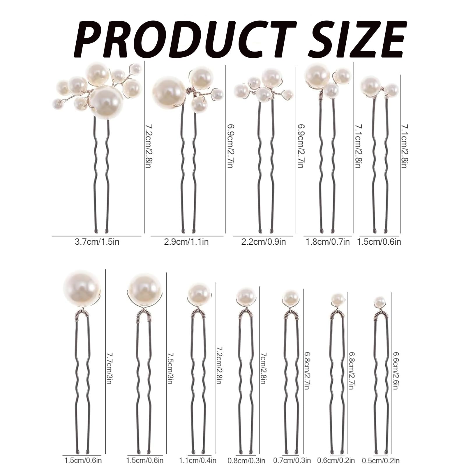 MHKLCD bridal pearl hair pin set packaging highlights complete 12-piece assortment for coordinated looks.