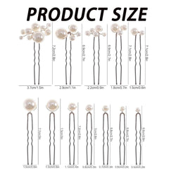 MHKLCD bridal pearl hair pin set packaging highlights complete 12-piece assortment for coordinated looks.
