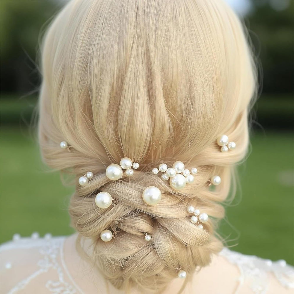 MHKLCD pearl hair pin styling demonstrates versatile updos and braids with timeless sparkle.