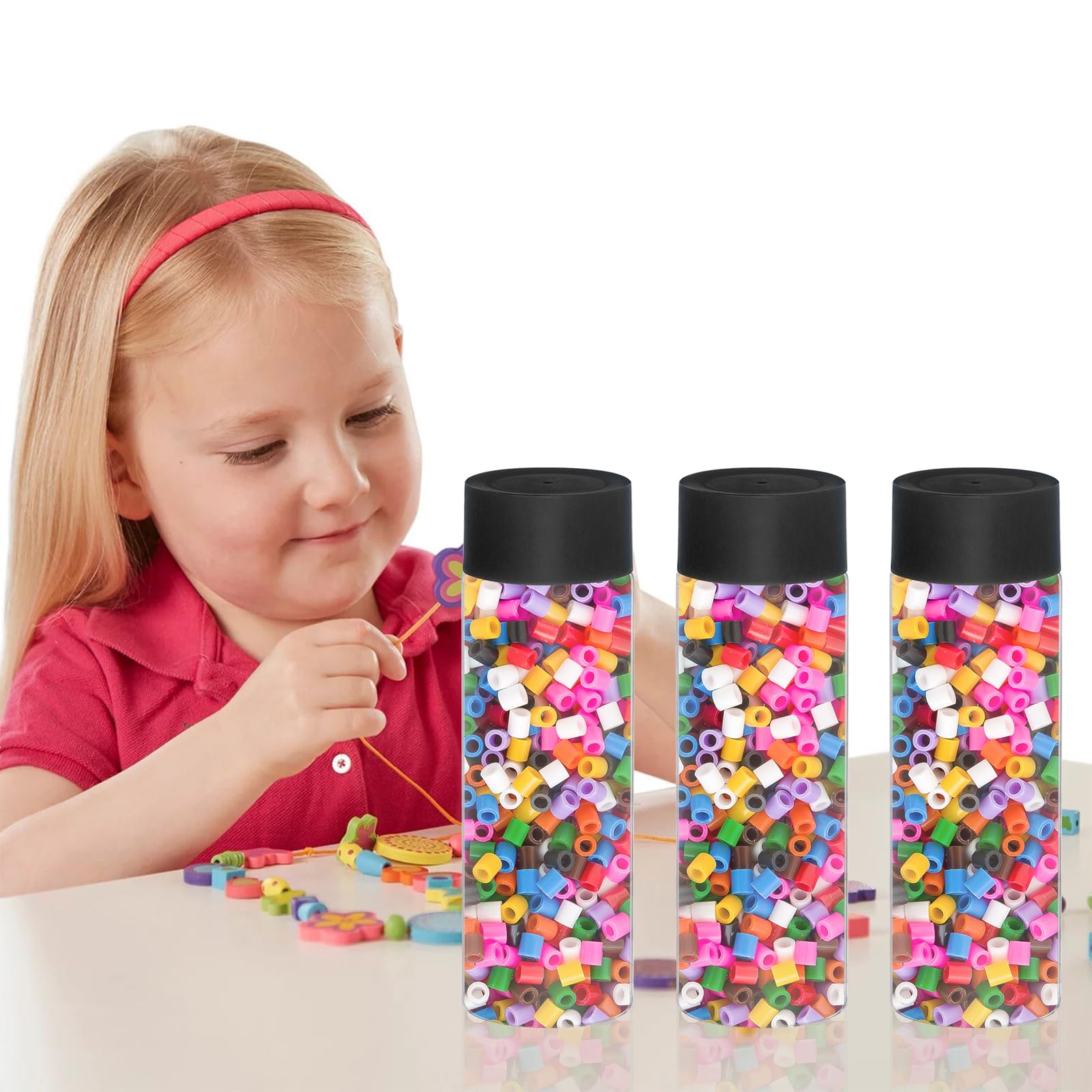 Close-up of Mhtdet 10 oz clear PET bottles with screw caps for durable reuse