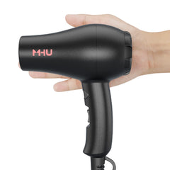 MHU compact dryer side view showing portable power for quick drying on the go.