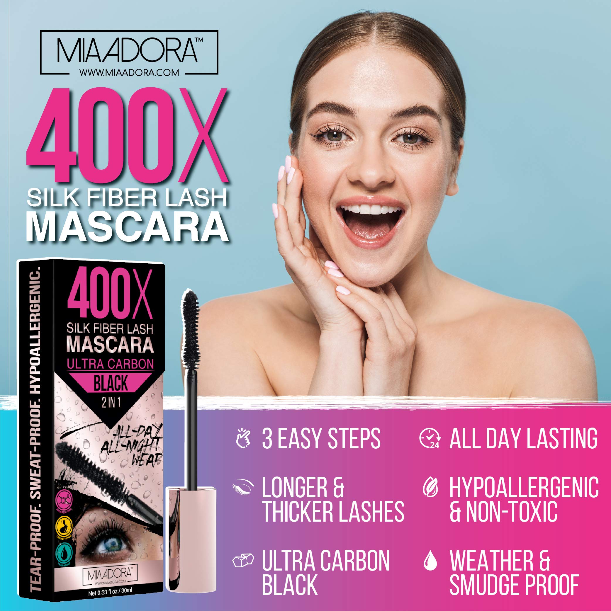 Mia Adora 400X Fiber Lash Mascara lashes during application for volume