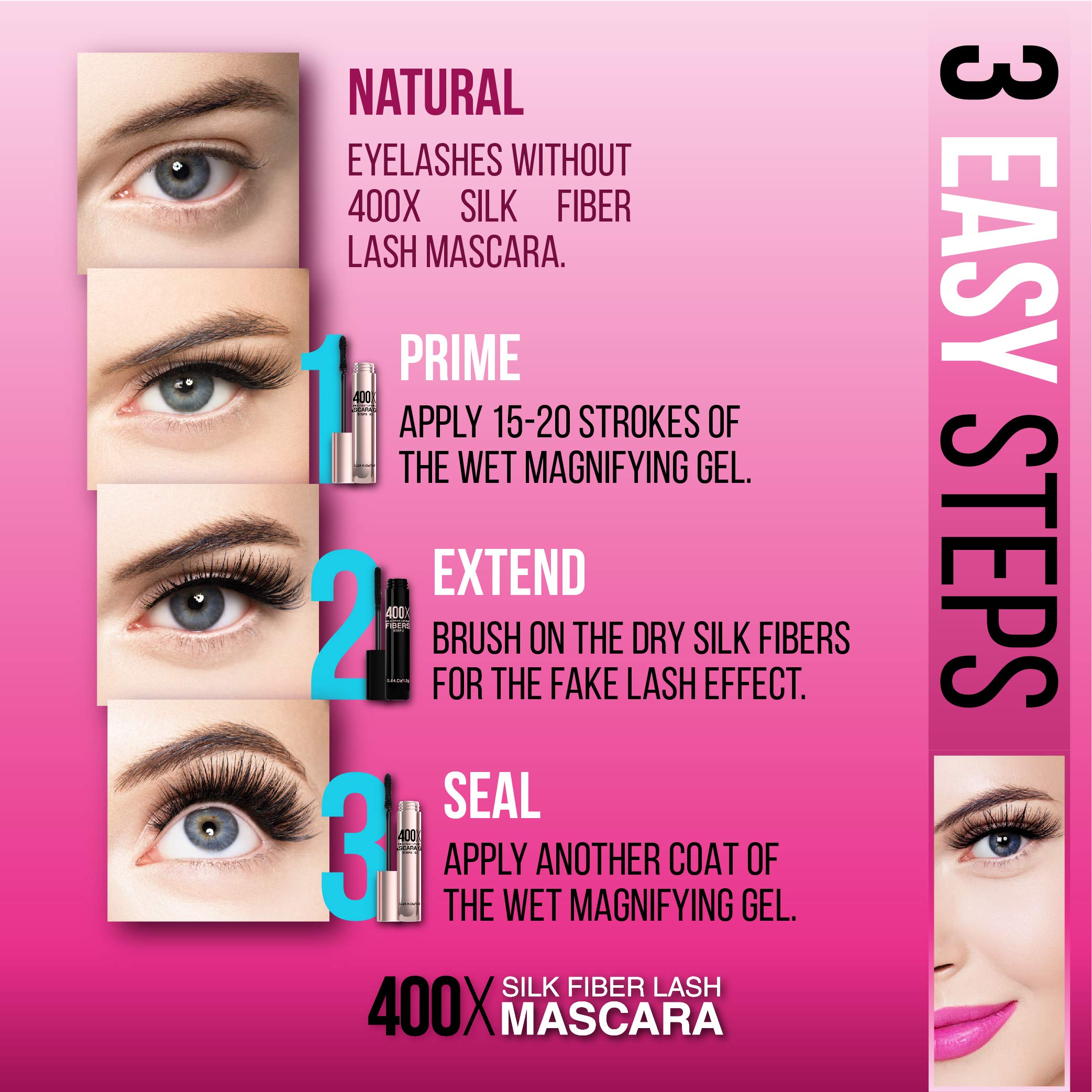 Mia Adora 400X Fiber Lash Mascara wand close-up highlighting micro fibers for length