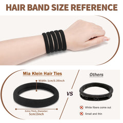 Mia Klein hair ties black in use showing secure ponytail without slipping