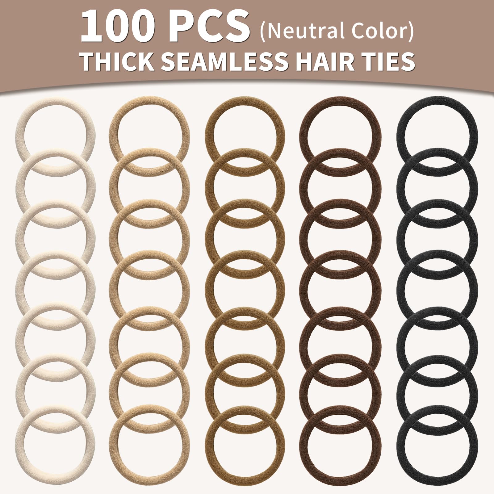 Mia Klein seamless black hair ties, preventing hair breakage while styling.