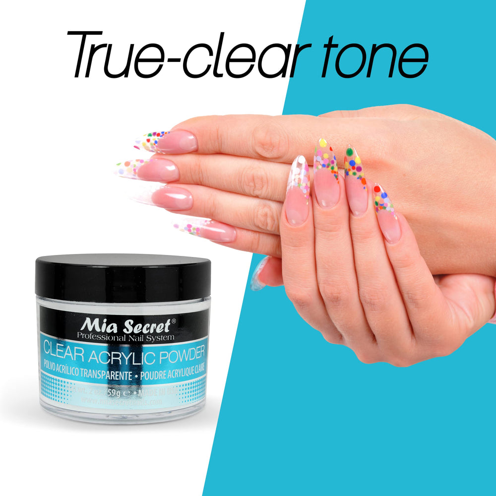 Mia Secret Clear Acrylic Powder applied with an acrylic brush for smooth results.