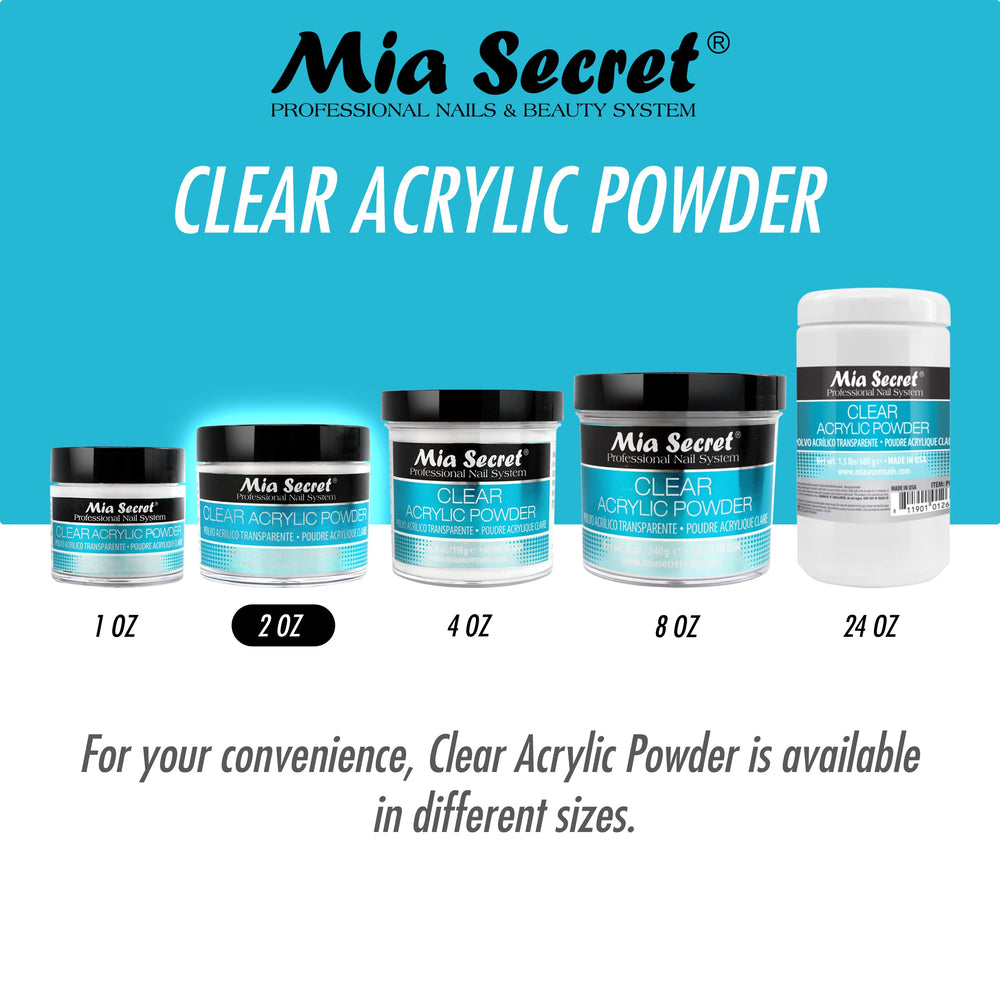 Mia Secret Clear Acrylic Powder easy removal with file or drill.