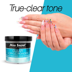 Mia Secret Clear Acrylic Powder self-leveling formula delivers smooth surfaces