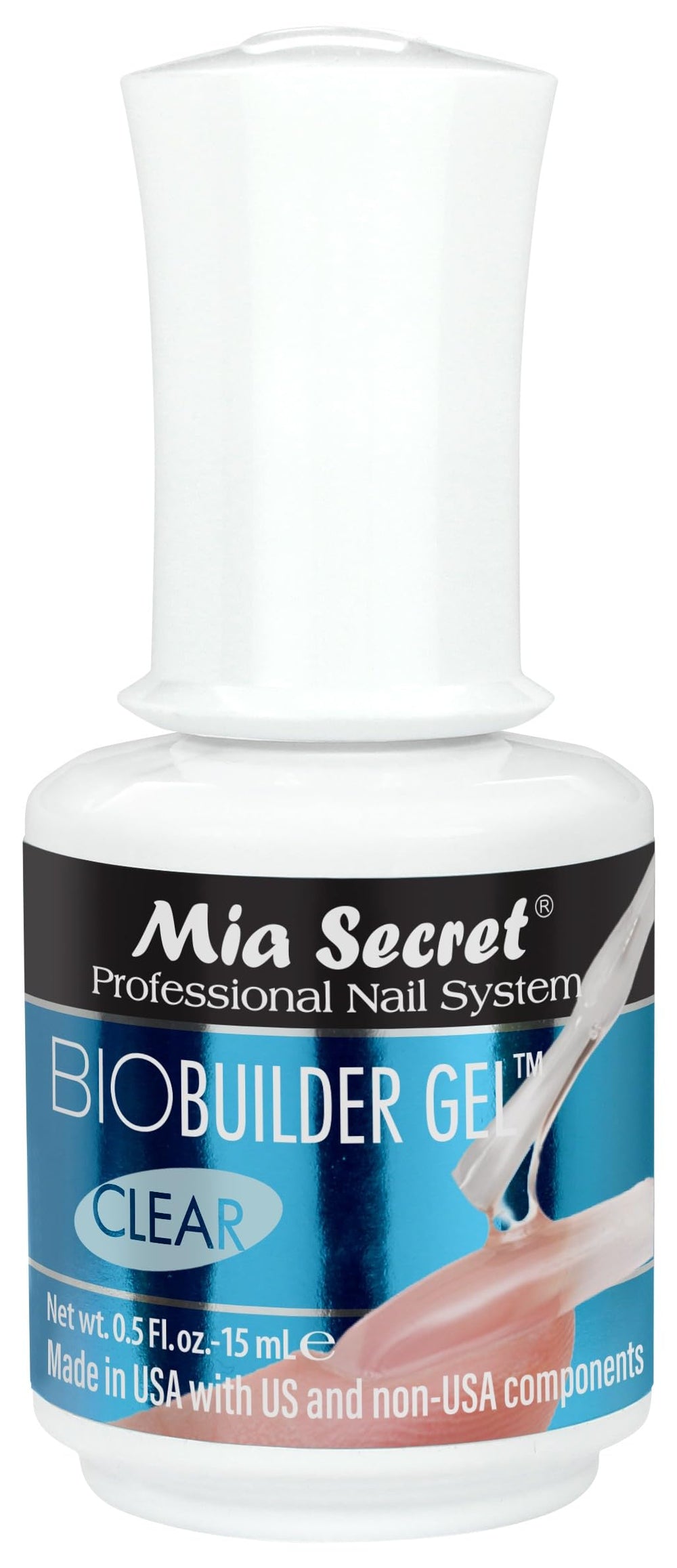Mia Secret clear brush-on nail sculpting gel bottle for precise extensions.