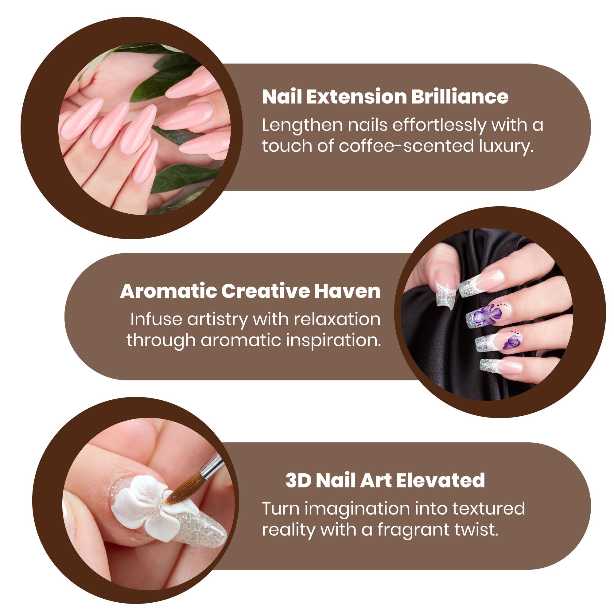 Mia Secret coffee scented liquid monomer nail application on swatch shows strong adhesion and flexibility