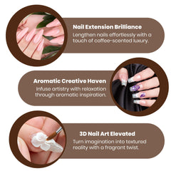Mia Secret coffee scented liquid monomer nail application on swatch shows strong adhesion and flexibility