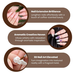 Pouring Mia Secret Coffee Scented Liquid Monomer during acrylic nail application