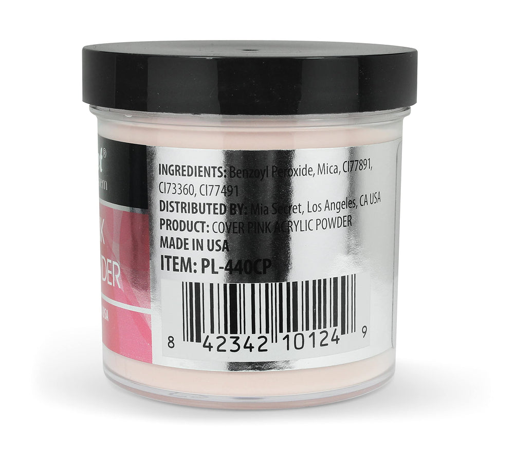 Mia Secret cover pink 4oz close-up shows non-yellowing formula for lasting color.