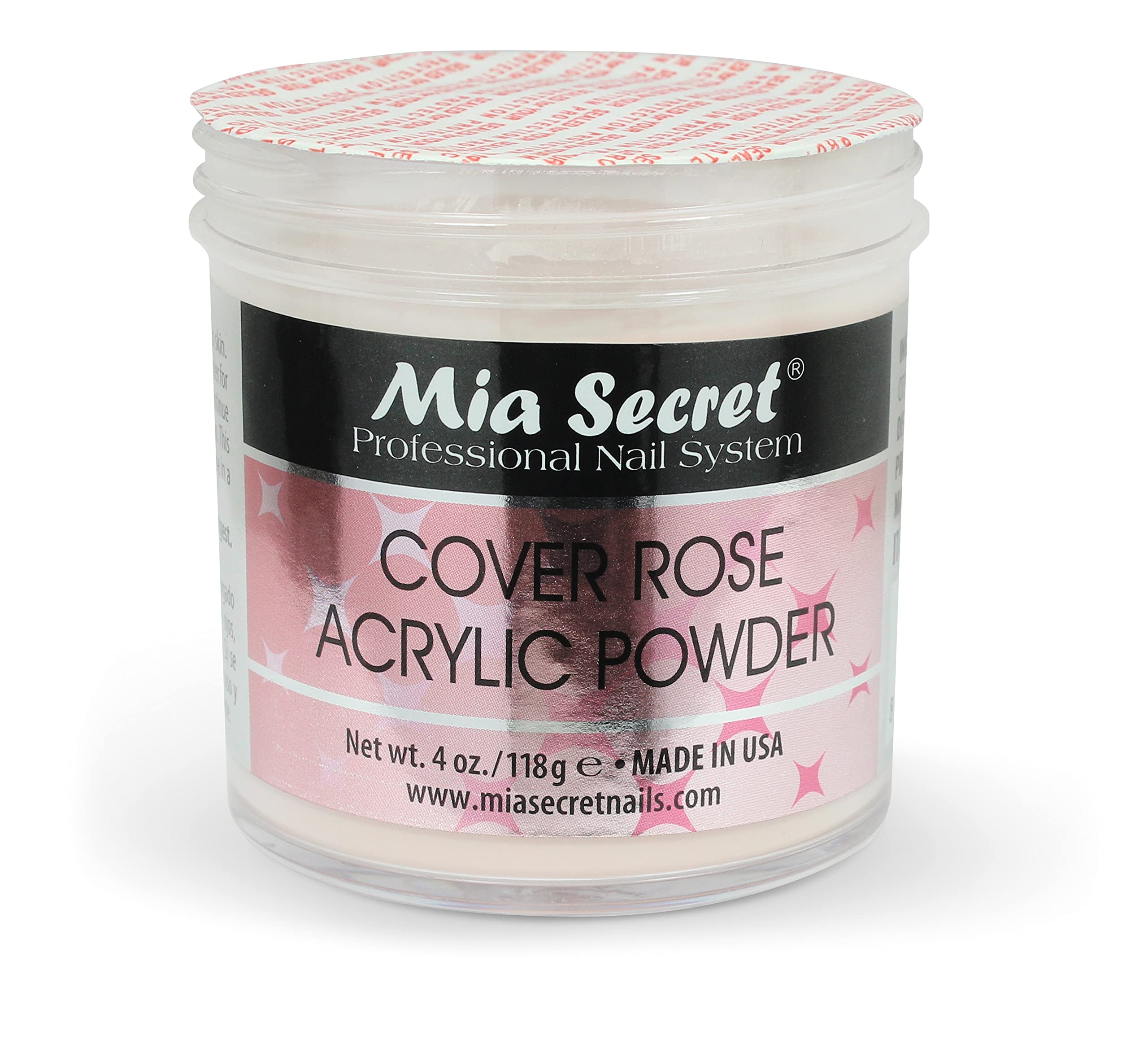 Mia Secret Cover Rose acrylic powder 4oz extended-nail-bed-example demonstrates bed-lengthening potential.
