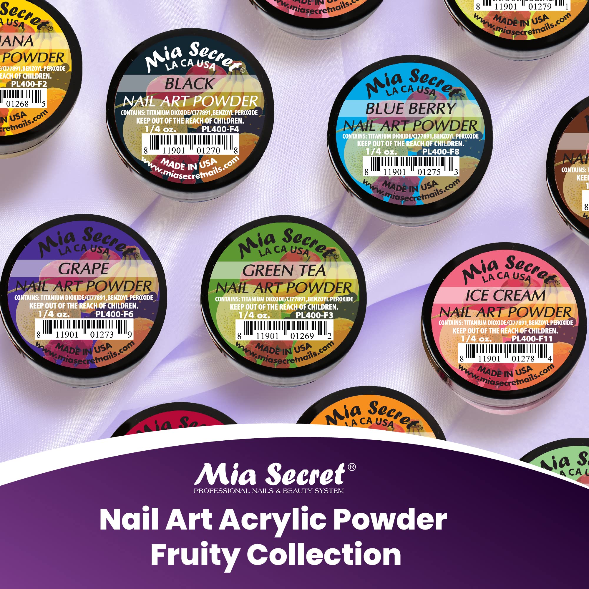 Mia Secret Fruity Collection glossy nails ready shot with vibrant tones.