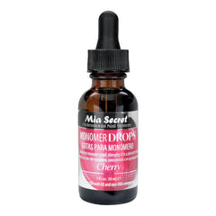 Mia Secret Monomer Drops Cherry bottle close-up for odor neutralization.