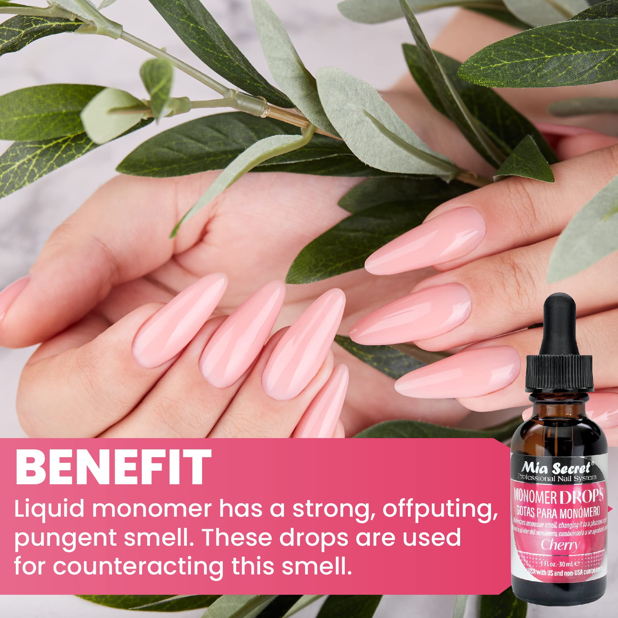 Mia Secret Monomer Drops in dappen dish for easy aroma control.