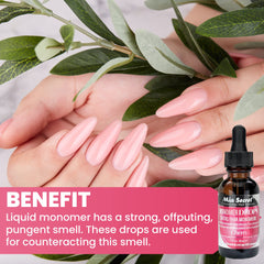 Mia Secret Monomer Drops in dappen dish for easy aroma control.