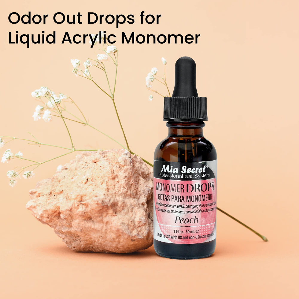 Mia Secret Monomer Drops peach packaging keeps your nail kit organized.