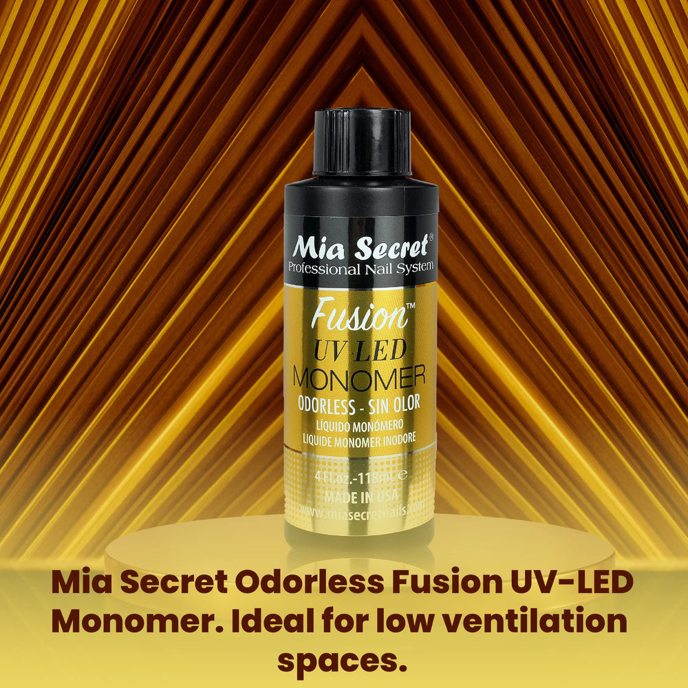 Mia Secret Odorless Fusion bottle with cap highlights secure packaging.