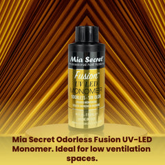 Mia Secret Odorless Fusion bottle with cap highlights secure packaging.