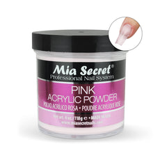 Mia Secret pink acrylic powder lift resistance image demonstrates durable enhancements for longer wear