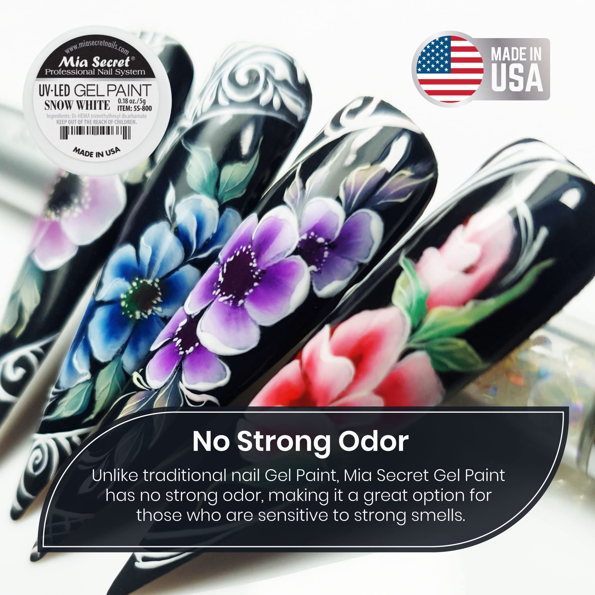 Mia Secret snow white application brush shows smooth, controlled gel application