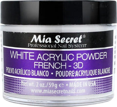 Mia Secret White Acrylic Powder 2oz supports 3D decorations and French sculpting.