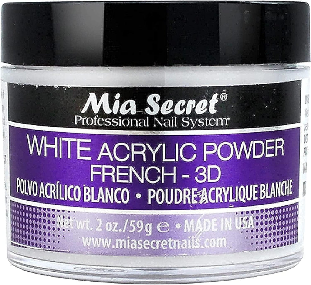 Mia Secret White Acrylic Powder 2oz packaging for easy storage and use.