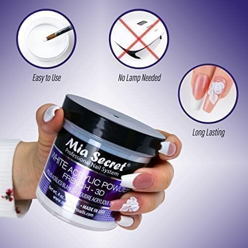 Mia Secret White Acrylic Powder requires no UV lamp for curing.