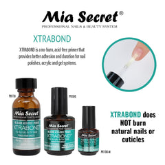 Mia Secret Xtra-Bond primer application showing no-burn adhesion for gel and acrylic